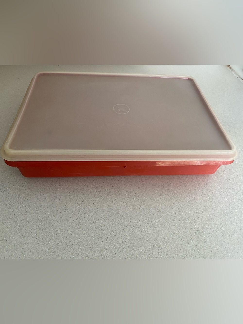 Tupperware Red Base with Frosted White Lid Food Storage Container
